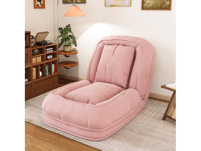  Canapé-lit pliable modenvie pour adultes et animaux de compagnie, 5 positions, 2 coussins, velours côtelé rose, 180 x 90 x 26 cm  - Conforama B