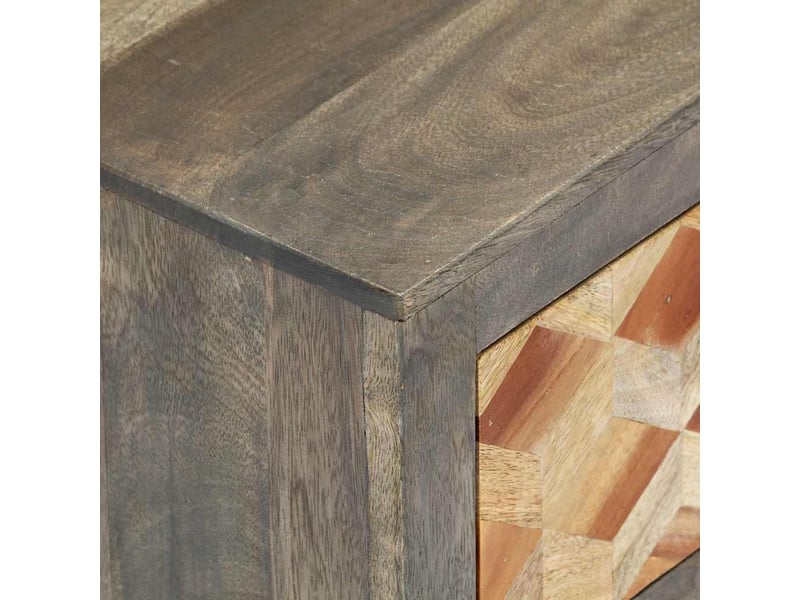  Table de chevet - cabinet de chevet - table de nuit gris 40x30x50 cm bois de manguier massif  - Conforama E