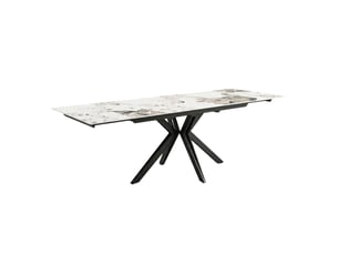 Table extensible 160-240 cm céramique blanc marbré pieds métal – allegri