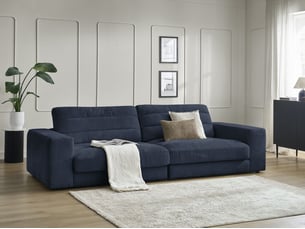 Canapé droit fixe BOBOCHIC SIERRA 3 places Tissu bleu
