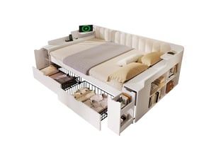Lit banquette 140x190 cm MODFU   coloris blanc