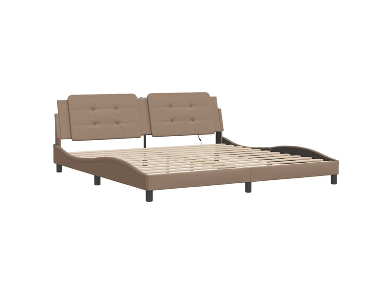  Lit adulte, lit double, cadre de lit avec led sans matelas zadar cappuccino 200x200cm cf813  - Conforama C