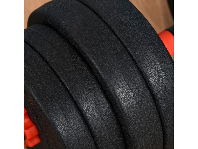  Set d'haltères réglables 25 kg noir en plastique, 2 en 1 avec barre d'extension pour musculation à domicile  - Conforama D