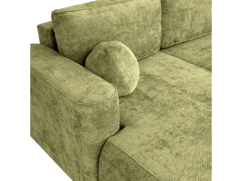  Canapé d'angle moon mini avec fonction couchage, tissu flow, gauche, vert (12)  - Conforama E