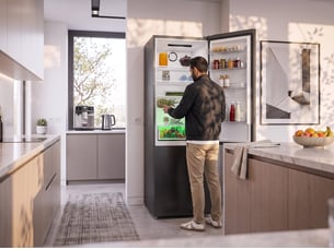 Refrigerateur combiné (congél en bas) froid Ventilé (no frost): sans givre BEKO B5RCNE406HXBR -  largeur 59.5 cm x hauteur 203.5 cm