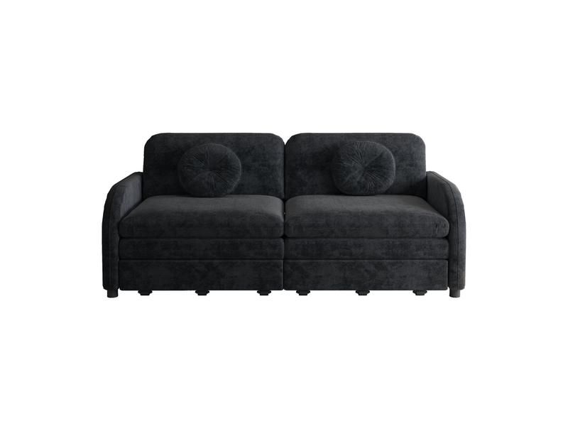  Canapé d'angle convertible ,2 places, avec poches de rangement des deux côtés,166 x 84x90,noir  - Conforama A
