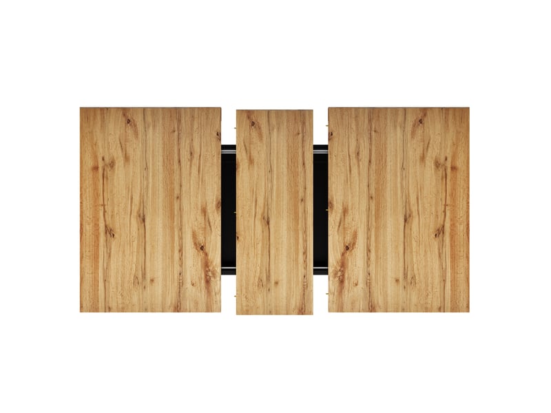 Table à manger extensible,110-140x80x76 cm,avec rangement led,mdf métal,noir effet bois - Conforama E