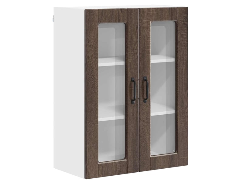 Meuble mural de cuisine, cabinet en verre mural chêne brun 60x31x80cm shl3848 - Conforama A