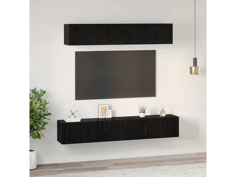  Ensemble meuble tv - banc tv - meuble de rangement 5 pcs chêne noir bois d'ingénierie  - Conforama D