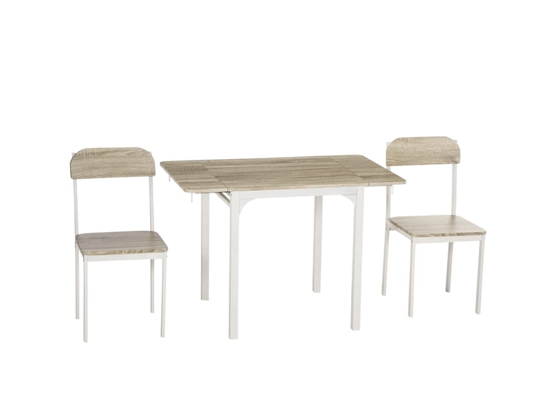 Lot de 3 pièces : table à plateau pliant et chaises en mdf et acier blanc, 110 x 70 cm, pour petits espaces - Conforama A