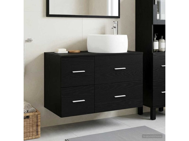  Ensemble de mobilier de salle de bain 2 pc chêne noir cf64111  - Conforama B