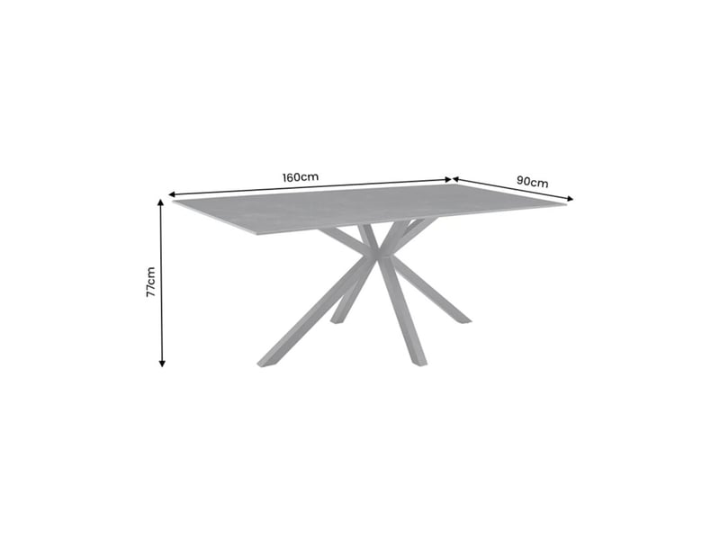  Table de salle à manger solara 160 cm en céramique gris anthracite avec pied étoile noir – 6 places  - Conforama C