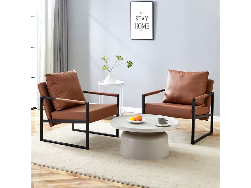 Fauteuil de lecture,68,6x75,5x75,2 cm,avec accoudoirs,similicuir,marron - Conforama B