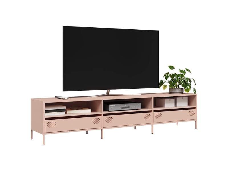  Meuble tv - banc tv - meuble de rangement rose 202x39x43,5 cm acier laminé à froid  - Conforama B