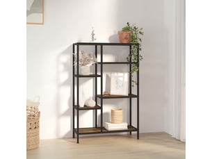Étagère à livres, étagère de rangement 80x30x120 cm acier et bois d'ingénierie