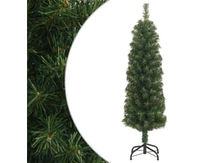 Sapin de noël artificiel, arbre de noël mince avec support vert 150 cm pvc shl1719