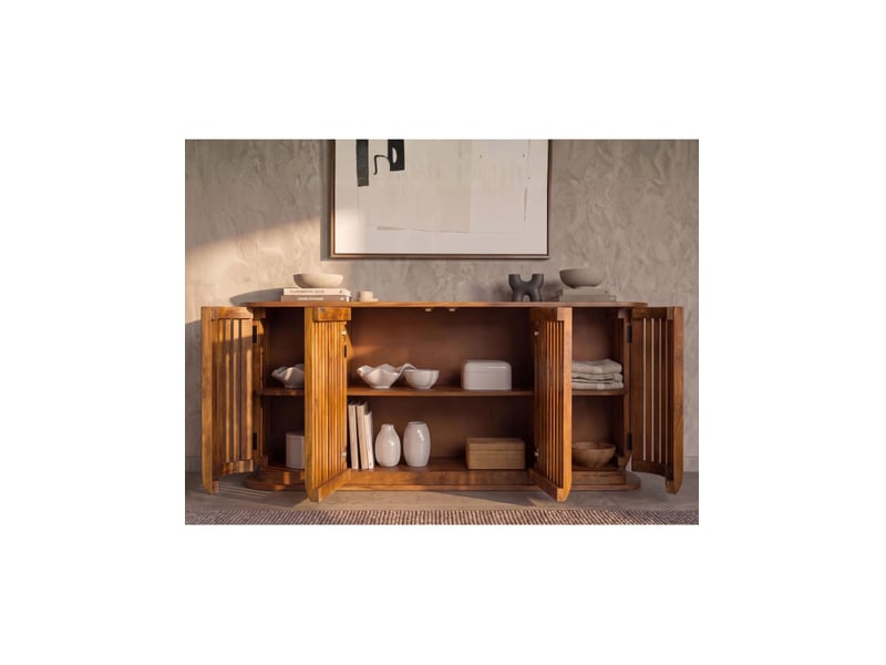  Buffet ritmo 4 portes en bois massif de manguier et d'acacia foncé - marron - 170 cm  - Conforama E