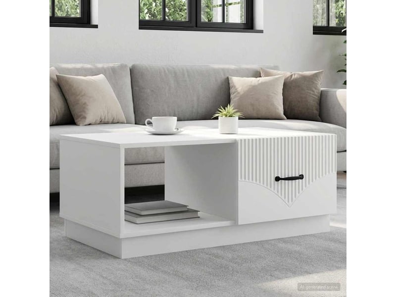  Table basse - table de salon - table à thé blanc 90 x 50 x 37 cm bois d'ingénierie  - Conforama B