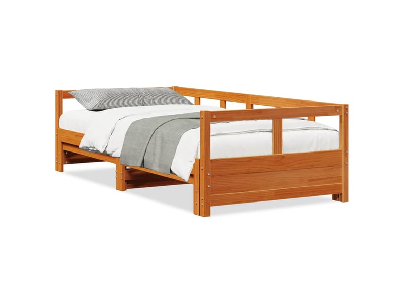 Lit simple- lit adulte - lit de jour sans matelas marron 80x200 cm bois pin massif - Conforama A