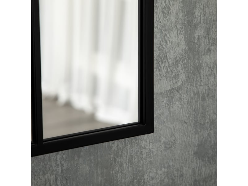  Miroir mural fenêtre arqué 70 x 50 cm – noir – cadre métal décoratif à fixation murale préinstallée  - Conforama E