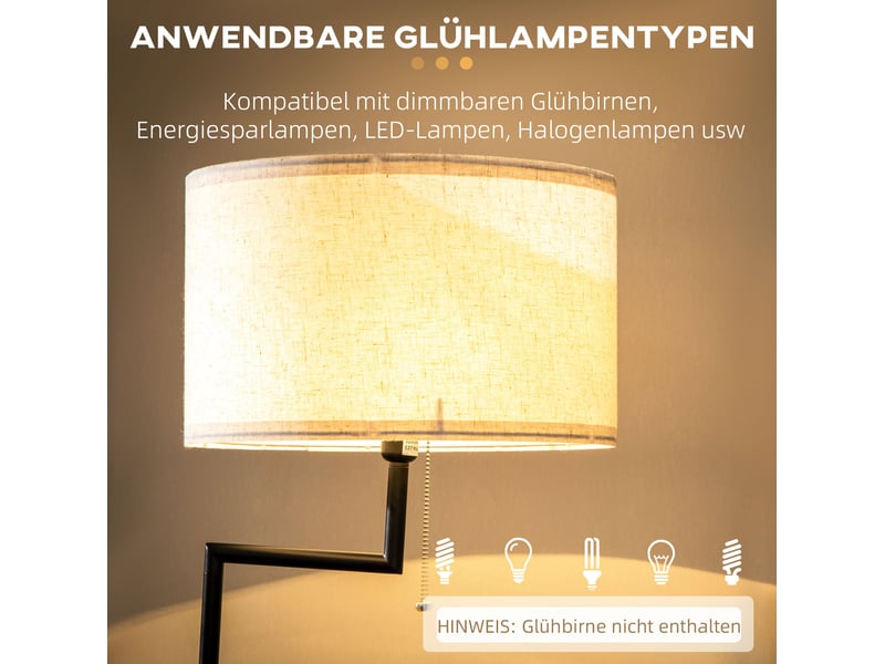  Stehleuchte mit usb-anschluss und ablage, 40 w standlampe creme, ø40 x 168 cm, stahl  - Conforama D