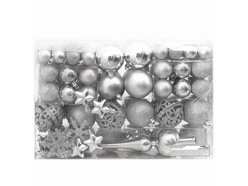  Ensemble de boules de noël 111 pièces argenté polystyrène  - Conforama A
