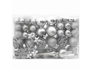 Ensemble de boules de noël 111 pièces argenté polystyrène