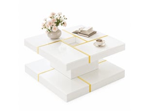 Table basse carré(e) coloris blanc <strong>CHICFURN</strong> <strong></strong> - 80 cmx80 cm