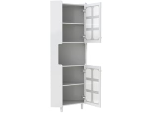 Meuble d'angle vitrine 63,5x157,5 cm, led, espace de rangement, bibliothèque, vitrine salon, pour salon, en mdf, blanc