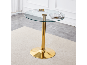 Table de bar, ø 89 cm, forme ronde, en verre trempé, pour bar, style minimaliste, pour maison et appartement, pour usage quotidien