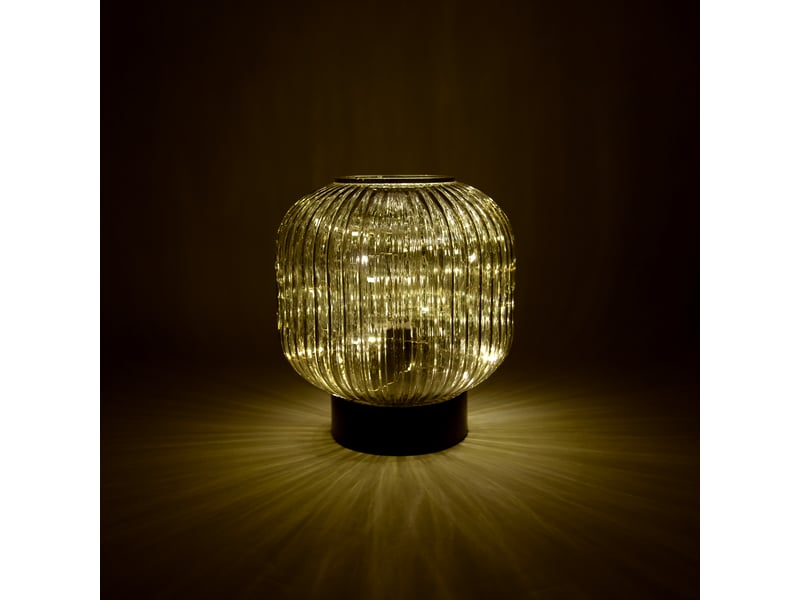  Lampe de table art déco noire avec verre fumé avec cordon lumineux e27 - karel  - Conforama B
