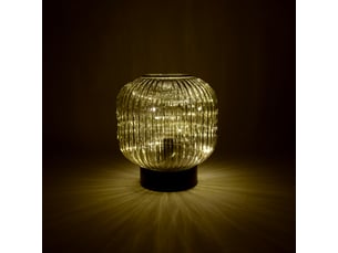 Lampe de table art déco noire avec verre fumé avec cordon lumineux e27 - karel