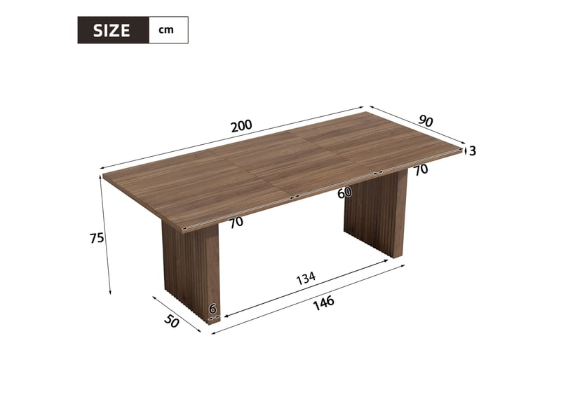  Table de salle à manger extensible 140200 x 90 cm – walnut – plateau rectangulaire 6 à 8 personnes  - Conforama C