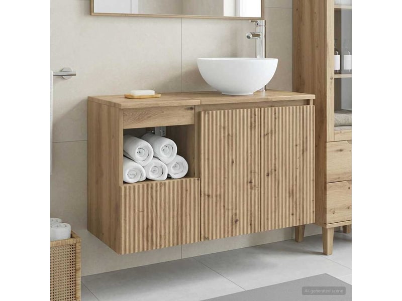  Ensemble de mobilier de salle de bain 2 pc chêne artisanal cf64062  - Conforama B