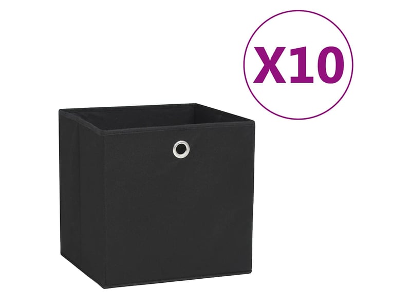  Boîtes de rangement 10 pcs tissu intissé 28x28x28 cm noir  - Conforama B