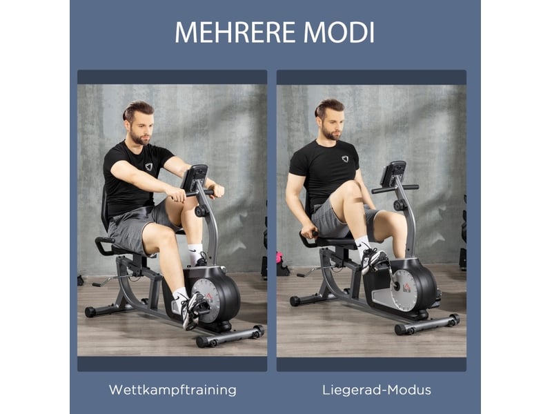  Vélo semi-allongé à résistance réglable 8 niveaux gris et noir avec écran lcd, idéal pour vous entraîner à domicile  - Conforama D