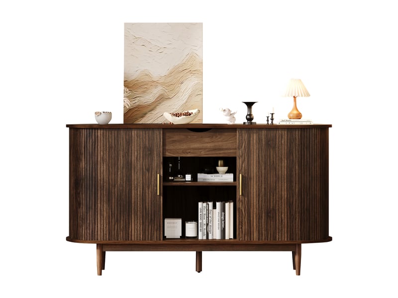  Buffet 2 porte(s) 1 tiroir(s) - 140 cm naturel panneau de particules  - Conforama A