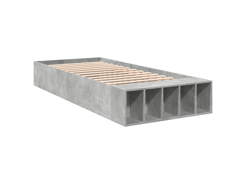  Lit simple- lit adulte -  cadre de lit avec rangement avec étagère gris béton 80 x 200 cm  - Conforama B