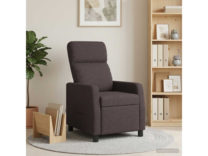 Vidaxl fauteuil de massage inclinable marron foncé tissu  - Conforama B