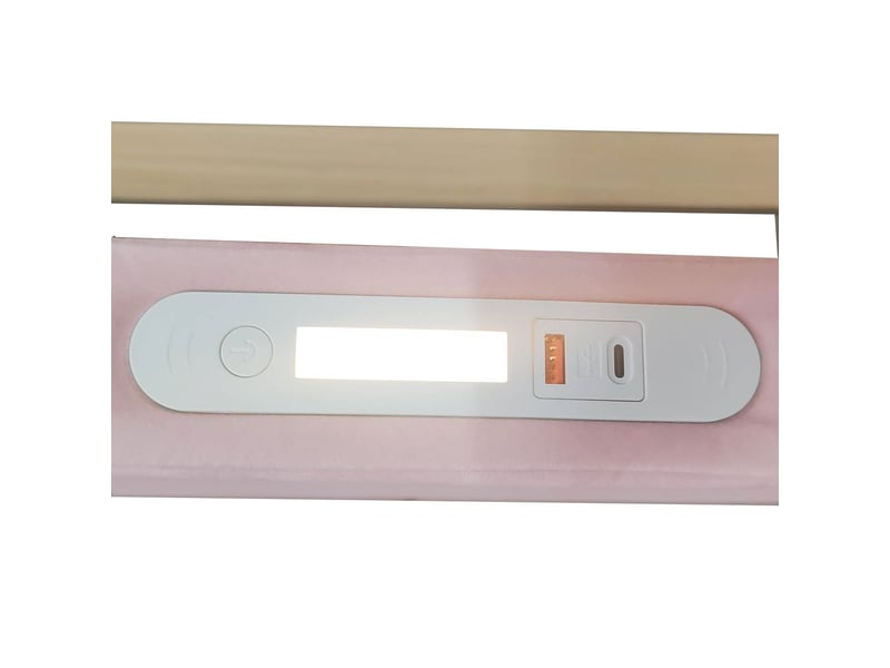  Lit rangement 140 x 200 cm lit double tiroir de rangement structure rembourrée revêtement en velours éclairage nocturne port de recharge hautes barrières de sécurité tête de lit style canapé coloris rose  - Conforama D