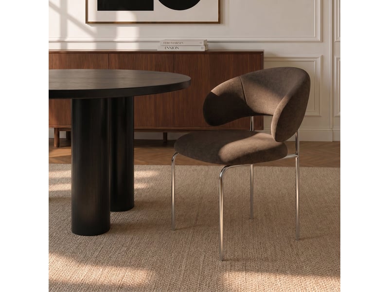  Chaises en tissu tramé toucher doux brun expresso dolce AC22TDBE - Conforama B