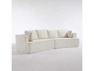 Canapé modulaire blanc en velours, canapé modulaire sans armature, assise profonde et enveloppante, style moderne