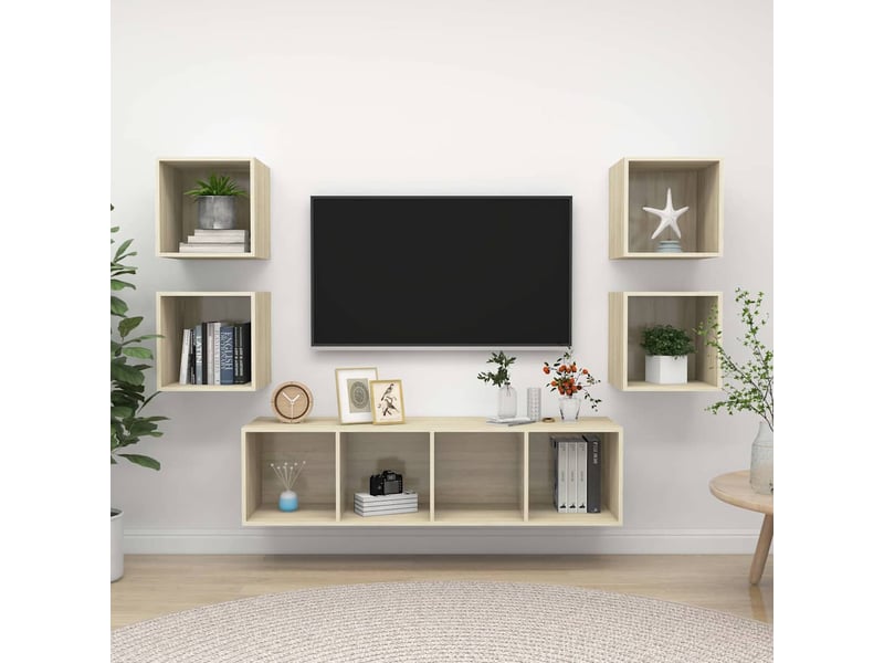  Ensemble de meubles tv 5 pcs chêne sonoma bois d'ingénierie shl60177  - Conforama B
