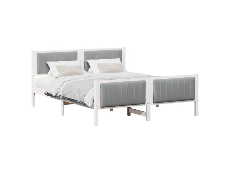  Lit double- lit adulte -  cadre de lit avec tête de lit blanc et gris clair 150 x 200 cm  - Conforama B