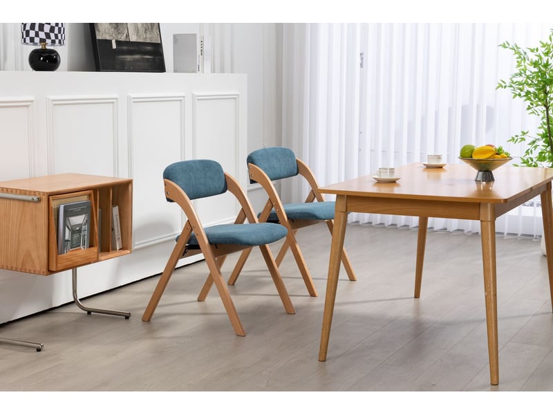  Chaise de salle à manger lot de 2 chaises assise rembourrée structure en bois pliantes empilables housse amovible  - Conforama D
