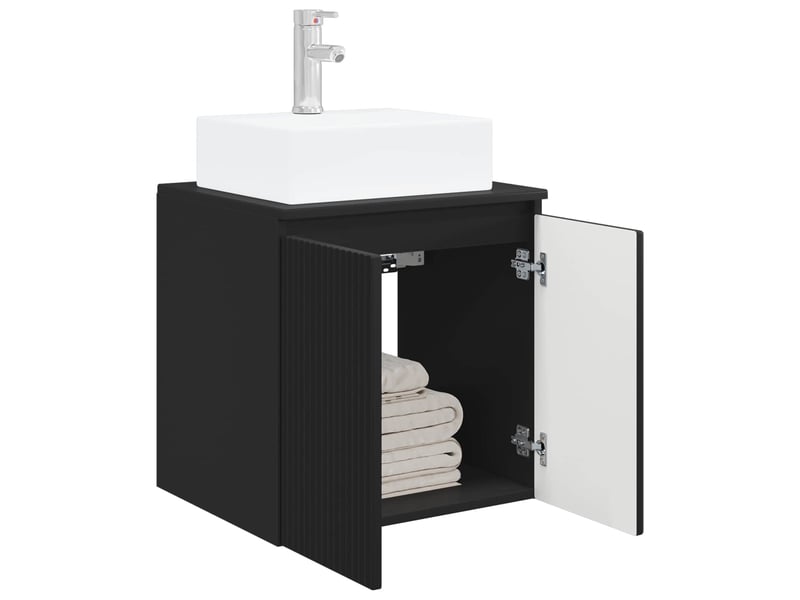  Vanité de lavabo mural, meuble de rangement noir 49.5x41x62.5 cm  - Conforama C