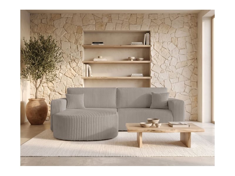  Kiara - canapé d'angle compact réversible et convertible 4 places en velours côtelé épais  - Conforama B