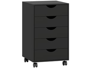 Caisson bureau mobile, meuble rangement bureau sur roulettes, 40 x 40 x 67 cm, 5 tiroirs, noir