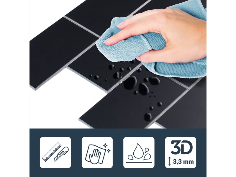  Crédence adhésive murale 3d  - effet carrelage 4 pièces 25x25 cm  - Conforama D