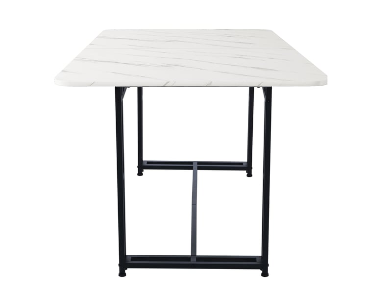 Table de salle à manger en mdf avec pieds en métal noir pour salle à manger 140×80 cm blanc et noir - Conforama D